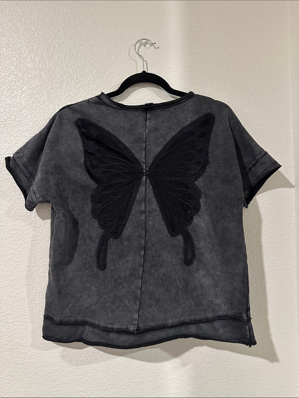 SHEIN Washed Charcoal Short Sleeve Crew Tee